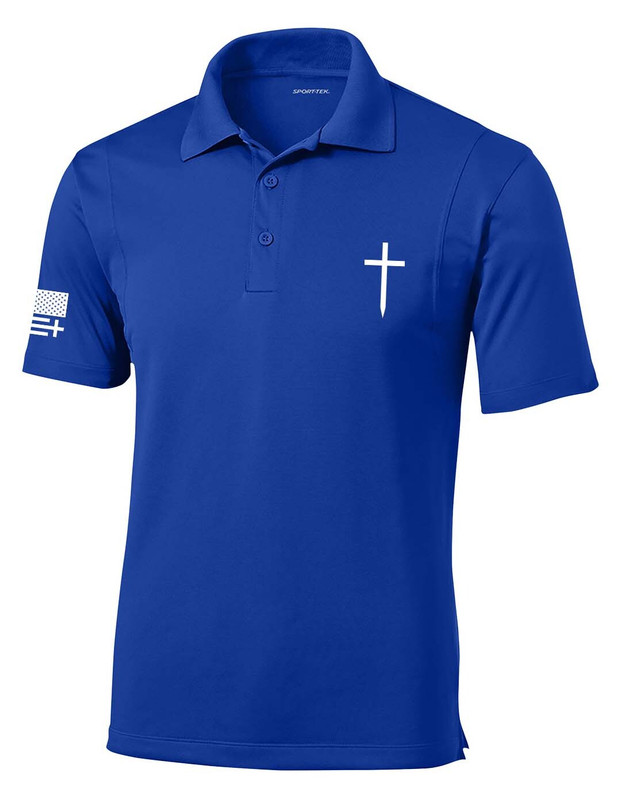 Trenz Shirt Company Mens Christian Polo Embroidered Cross Golf